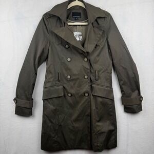 Cynthia Rowley Trench Coat Womens Small Olive Green Double Breasted Jacket